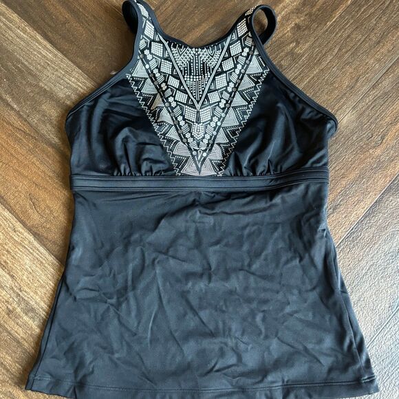 Athleta Ibiza Geo High Neck Bra Cup Tankini Swim Top - Picture 3 of 8